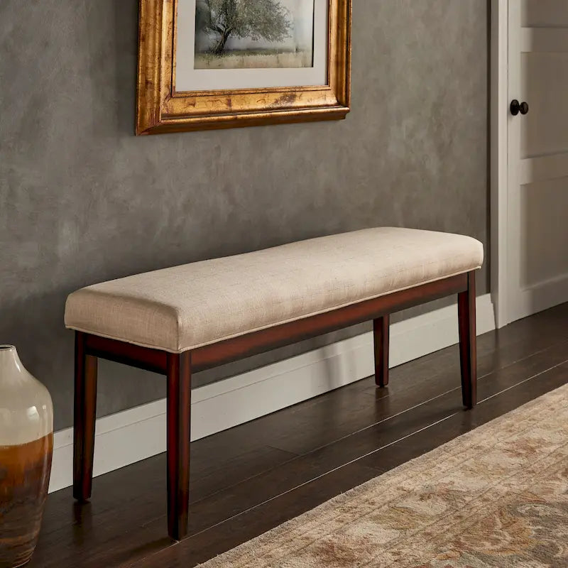 Panca senza schienale rivestita in lino, Marrone/Beige/Grigio, 2 posti