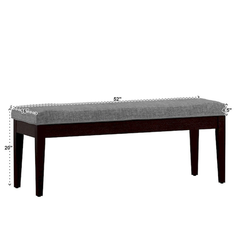 Panca senza schienale rivestita in lino, Marrone/Beige/Grigio, 2 posti