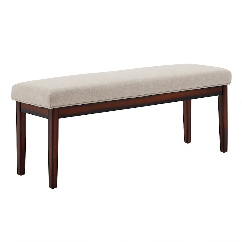 Panca senza schienale rivestita in lino, Marrone/Beige/Grigio, 2 posti