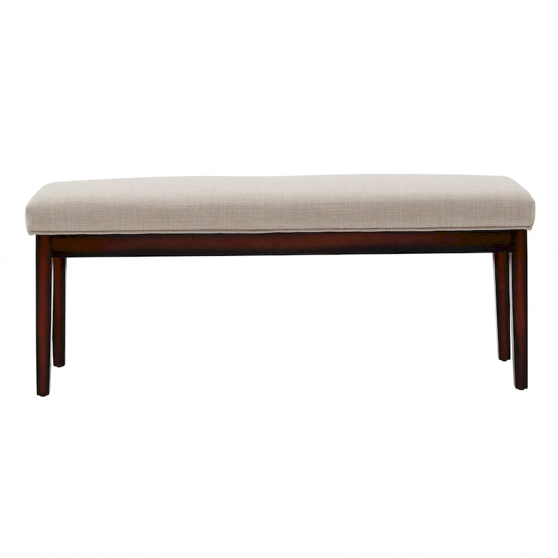 Panca senza schienale rivestita in lino, Marrone/Beige/Grigio, 2 posti