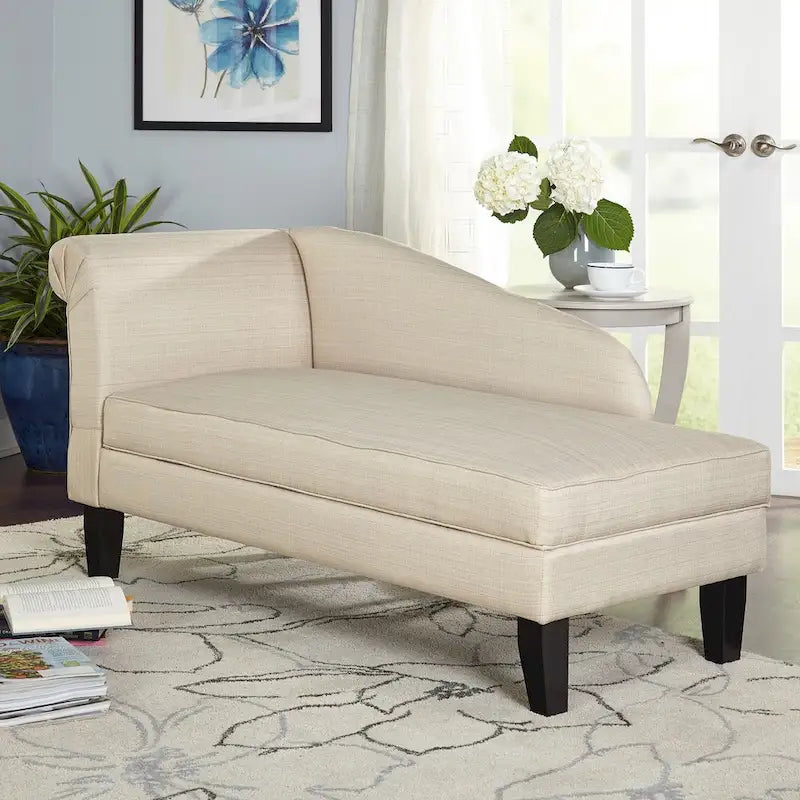 Chaise longue con contenitore – Beige / Blu / Grigio / Arancione / Bordeaux, Singolo