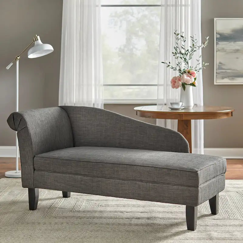 Chaise longue con contenitore – Beige / Blu / Grigio / Arancione / Bordeaux, Singolo