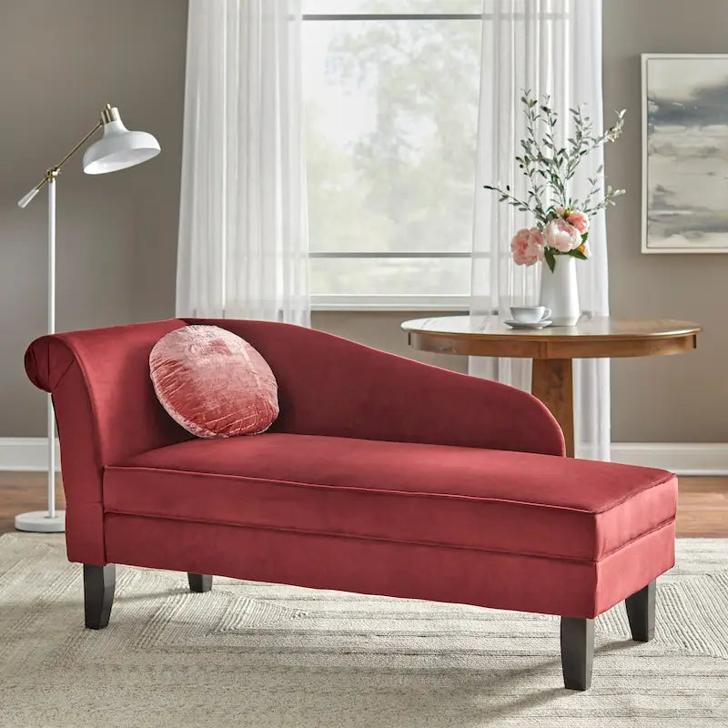 Chaise longue con contenitore – Beige / Blu / Grigio / Arancione / Bordeaux, Singolo