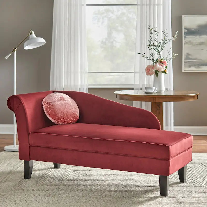 Chaise longue con contenitore – Beige / Blu / Grigio / Arancione / Bordeaux, Singolo