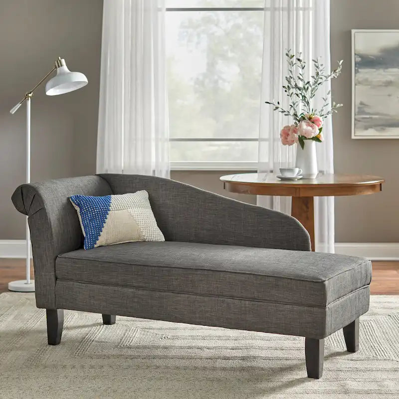 Chaise longue con contenitore – Beige / Blu / Grigio / Arancione / Bordeaux, Singolo