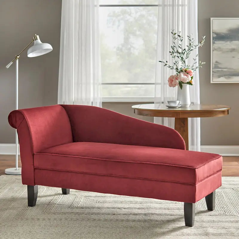 Chaise longue con contenitore – Beige / Blu / Grigio / Arancione / Bordeaux, Singolo