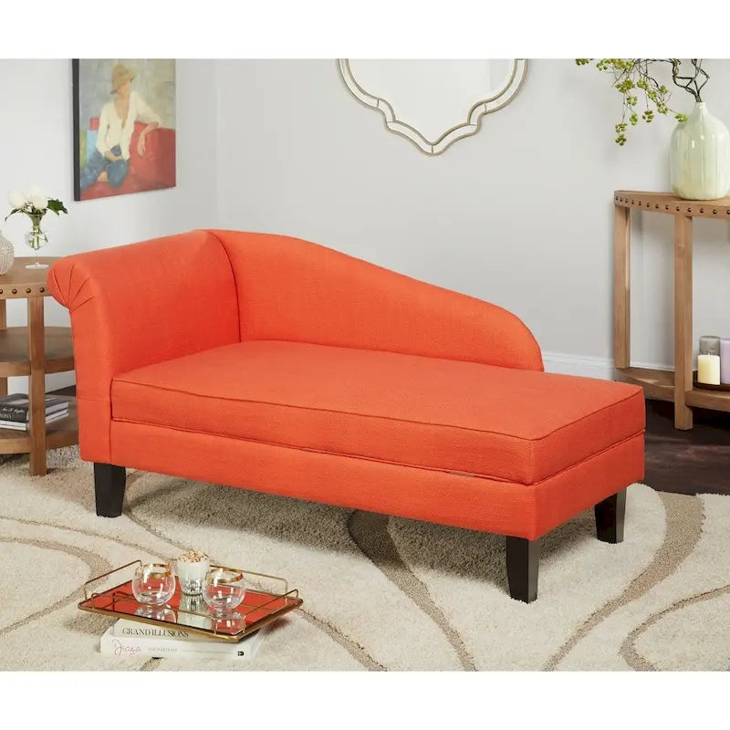 Chaise longue con contenitore – Beige / Blu / Grigio / Arancione / Bordeaux, Singolo
