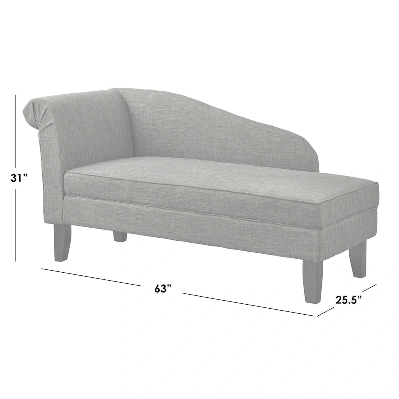 Chaise longue con contenitore – Beige / Blu / Grigio / Arancione / Bordeaux, Singolo