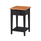 Tavolino quadrato con cassetto e ripiano, Rovere Medio / Bianco / Nero Ardesia