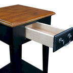 Tavolino quadrato con cassetto e ripiano, Rovere Medio / Bianco / Nero Ardesia