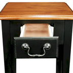 Tavolino quadrato con cassetto e ripiano, Rovere Medio / Bianco / Nero Ardesia