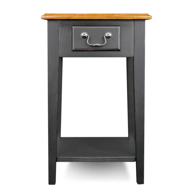 Tavolino quadrato con cassetto e ripiano, Rovere Medio / Bianco / Nero Ardesia