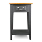 Tavolino quadrato con cassetto e ripiano, Rovere Medio / Bianco / Nero Ardesia