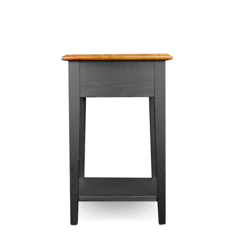 Tavolino quadrato con cassetto e ripiano, Rovere Medio / Bianco / Nero Ardesia
