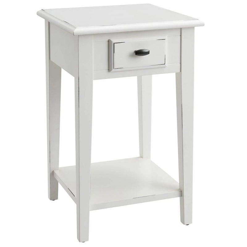 Tavolino quadrato con cassetto e ripiano, Rovere Medio / Bianco / Nero Ardesia