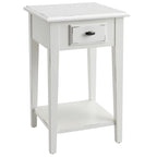 Tavolino quadrato con cassetto e ripiano, Rovere Medio / Bianco / Nero Ardesia