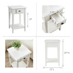 Tavolino quadrato con cassetto e ripiano, Rovere Medio / Bianco / Nero Ardesia
