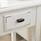 Tavolino quadrato con cassetto e ripiano, Rovere Medio / Bianco / Nero Ardesia