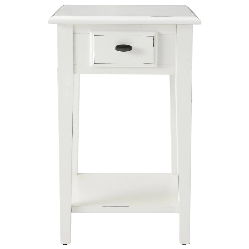 Tavolino quadrato con cassetto e ripiano, Rovere Medio / Bianco / Nero Ardesia