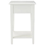 Tavolino quadrato con cassetto e ripiano, Rovere Medio / Bianco / Nero Ardesia