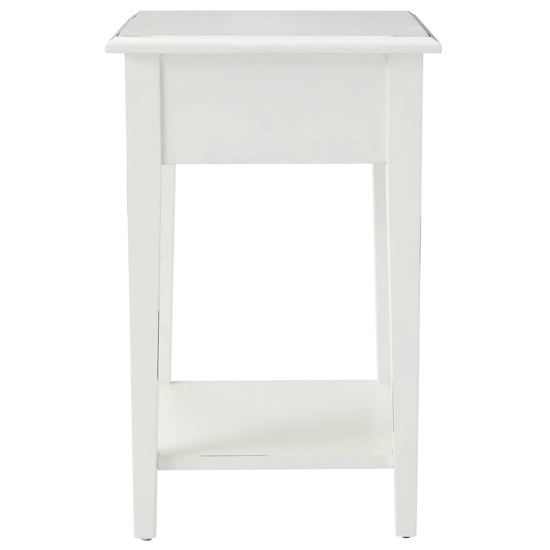 Tavolino quadrato con cassetto e ripiano, Rovere Medio / Bianco / Nero Ardesia