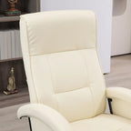 Poltrona reclinabile girevole in pelle PU Nera / Bianco Crema / Grigia con poggiapiedi, schienale regolabile a 135°, seduta singola
