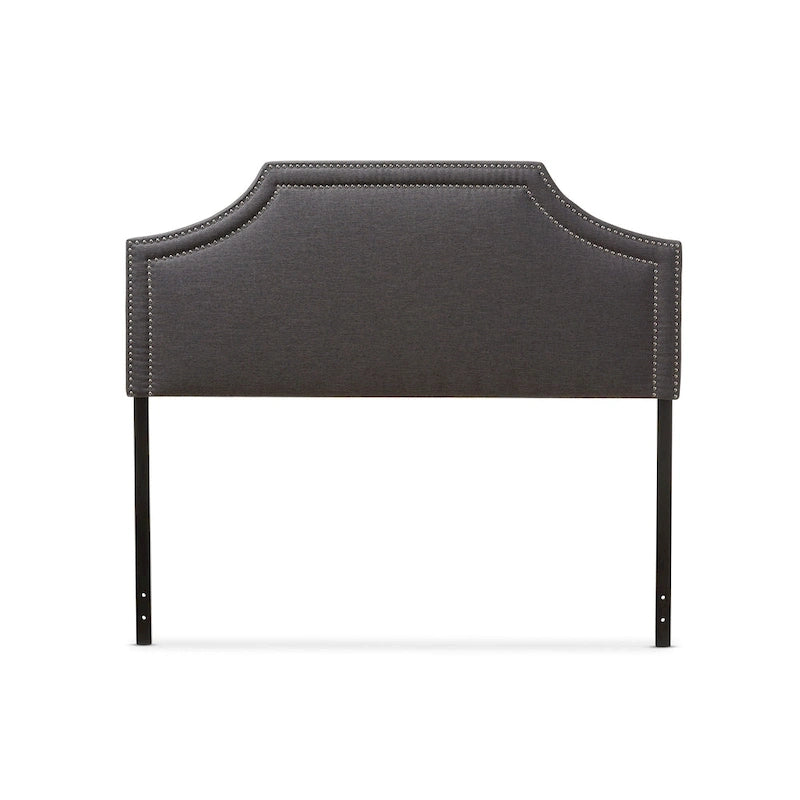 Testata imbottita geometrica grigia con borchie argentate – Matrimoniale / Queen / King