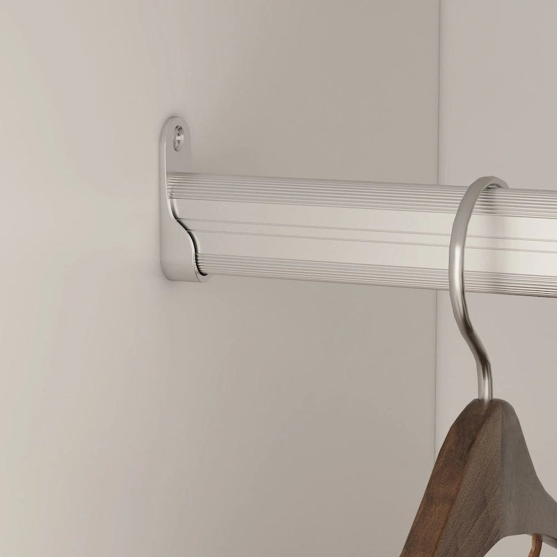 Armadio autoportante bianco/marrone scuro con specchio, 4 ante e 2 cassetti, per 1 persona
