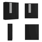 Armadio autoportante bianco/marrone scuro con specchio, 4 ante e 2 cassetti, per 1 persona