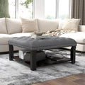 Pouf/Ottoman da Cocktail in Lino con Trapuntatura Grigio/Beige e Contenitore, 2 Colori