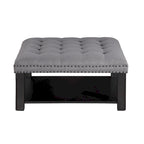 Pouf/Ottoman da Cocktail in Lino con Trapuntatura Grigio/Beige e Contenitore, 2 Colori