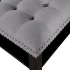 Pouf/Ottoman da Cocktail in Lino con Trapuntatura Grigio/Beige e Contenitore, 2 Colori