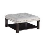 Pouf/Ottoman da Cocktail in Lino con Trapuntatura Grigio/Beige e Contenitore, 2 Colori