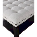 Pouf/Ottoman da Cocktail in Lino con Trapuntatura Grigio/Beige e Contenitore, 2 Colori