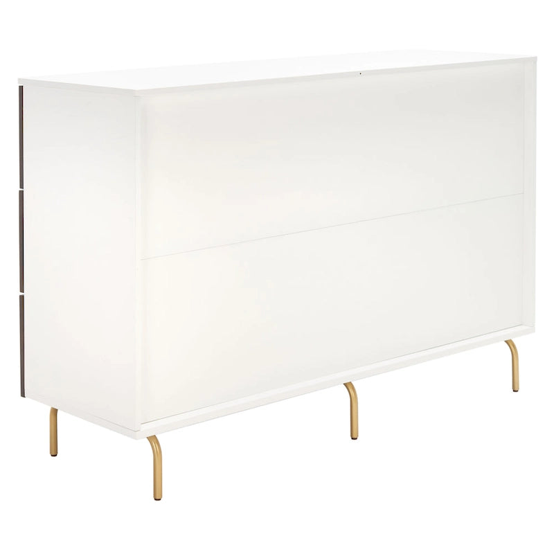 Cassettiera a 6 cassetti Noce/Bianco con gambe dorate, stile Mid-Century, per 1–2 utenti