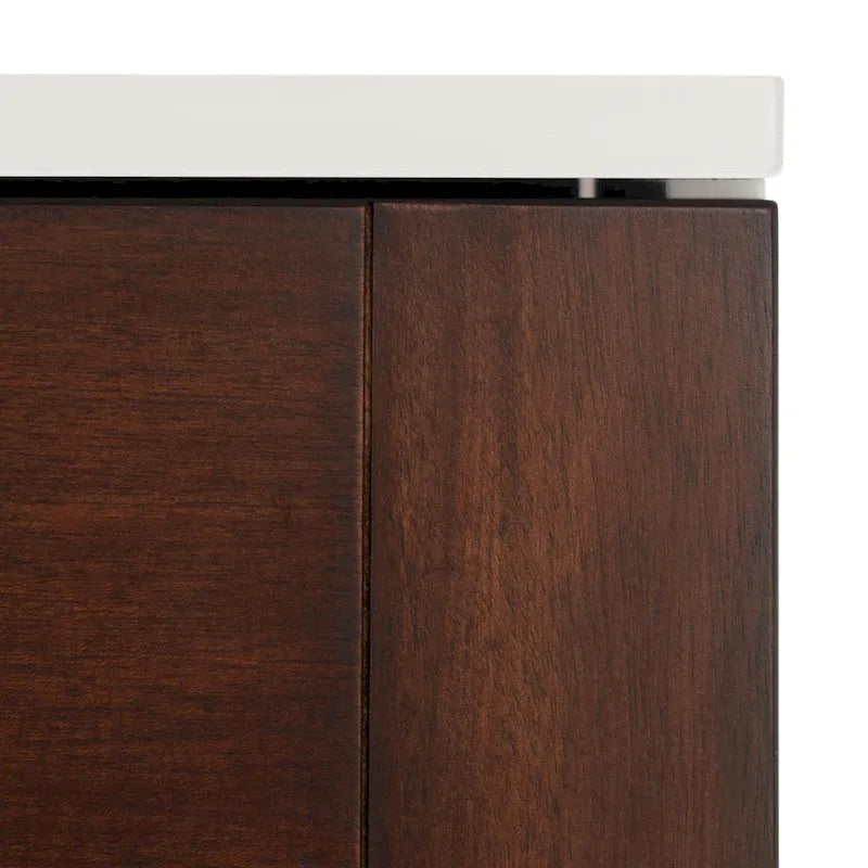 Cassettiera a 6 cassetti Noce/Bianco con gambe dorate, stile Mid-Century, per 1–2 utenti