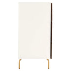 Cassettiera a 6 cassetti Noce/Bianco con gambe dorate, stile Mid-Century, per 1–2 utenti