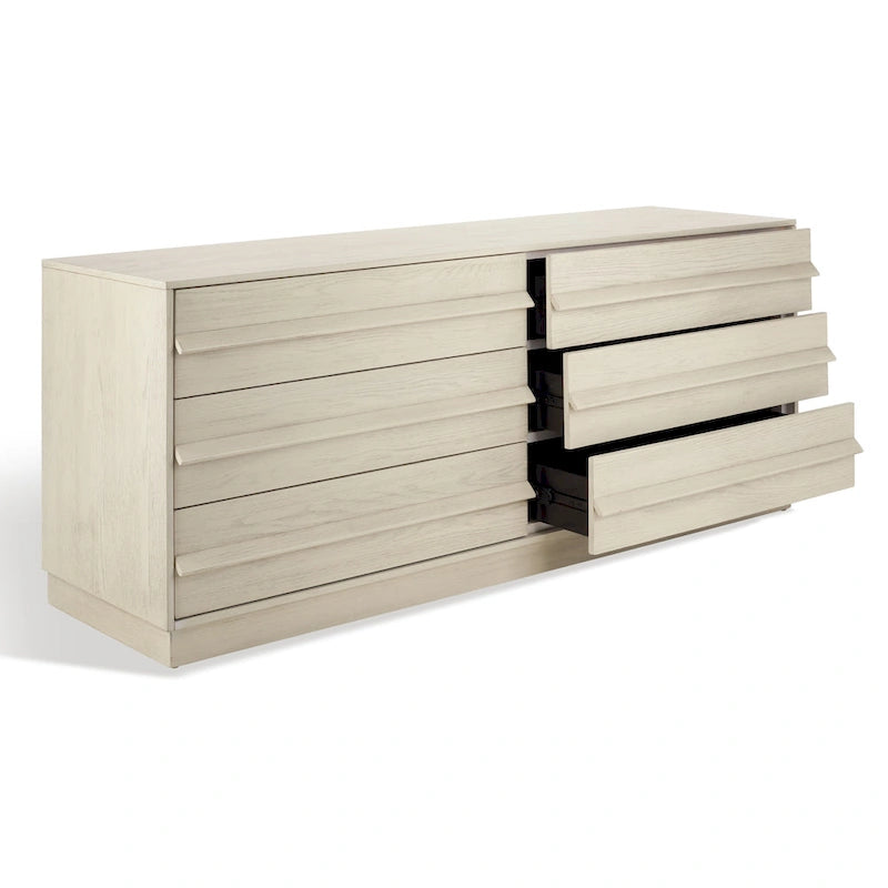 Comò 6 cassetti – Bianco Lavato / Rovere Medio / Nero