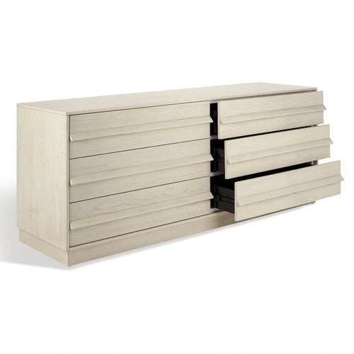 Comò 6 cassetti – Bianco Lavato / Rovere Medio / Nero