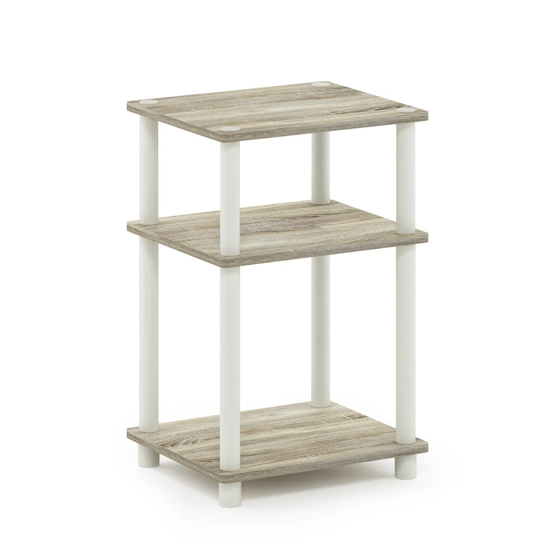 Tavolino a 3 Ripiani, Rovere Sonoma/Bianco, Montaggio a 1 Persona