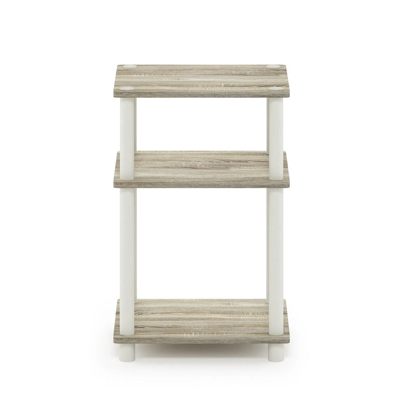 Tavolino a 3 Ripiani, Rovere Sonoma/Bianco, Montaggio a 1 Persona