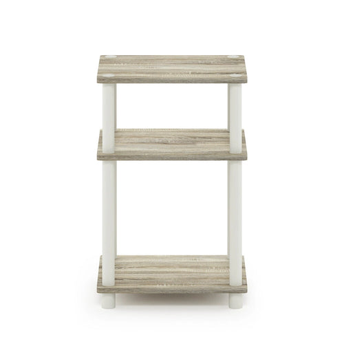 Tavolino a 3 Ripiani, Rovere Sonoma/Bianco, Montaggio a 1 Persona