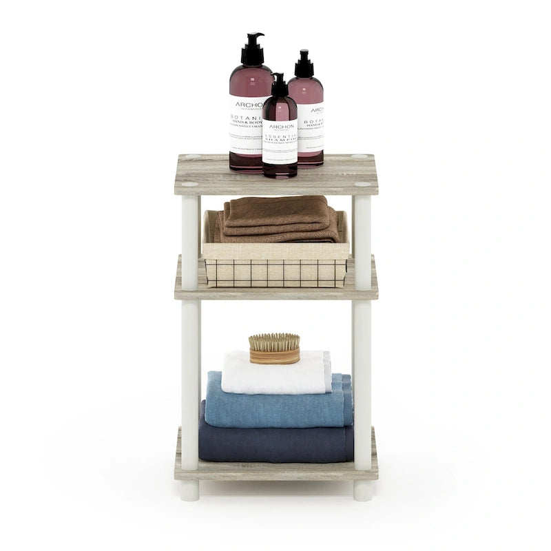 Tavolino a 3 Ripiani, Rovere Sonoma/Bianco, Montaggio a 1 Persona