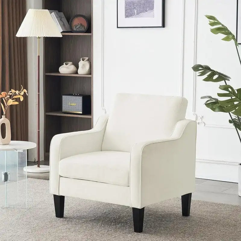 Poltrona Singola Accento Lino Multicolore, Stile Mid-Century