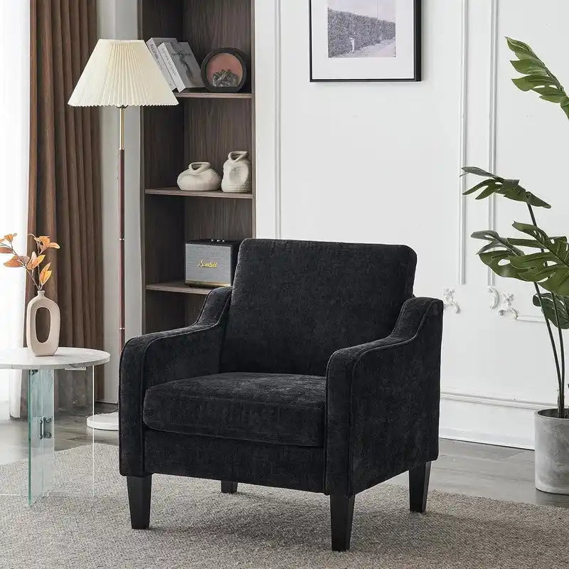 Poltrona Singola Accento Lino Multicolore, Stile Mid-Century