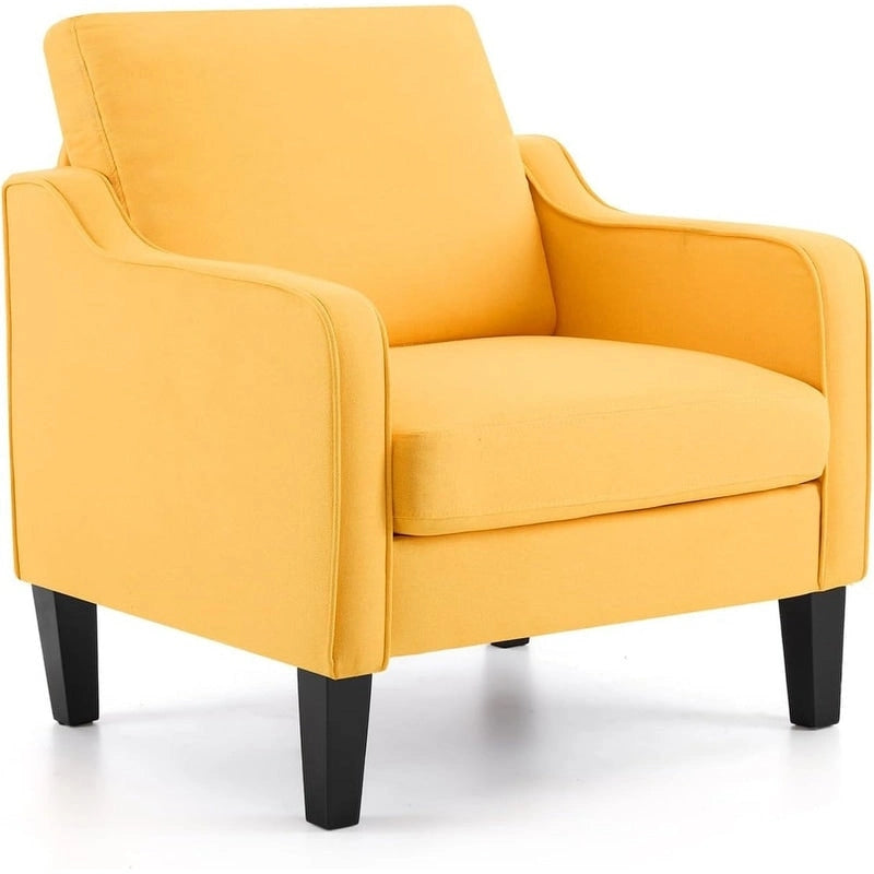 Poltrona Singola Accento Lino Multicolore, Stile Mid-Century