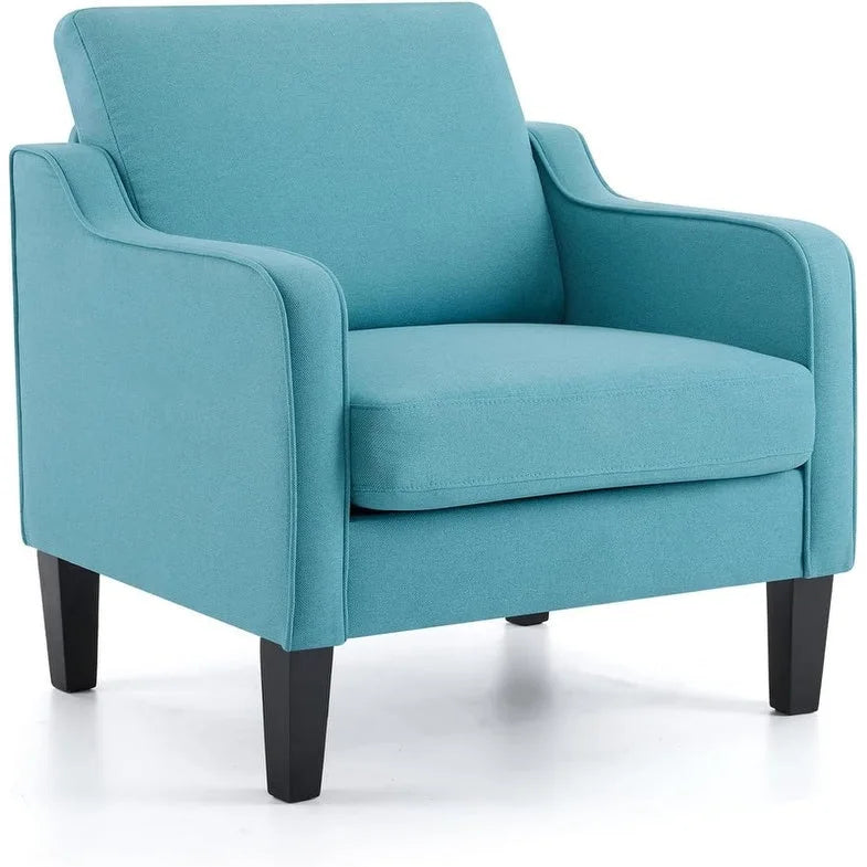 Poltrona Singola Accento Lino Multicolore, Stile Mid-Century