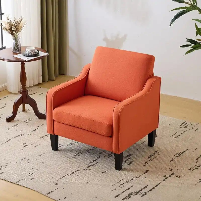 Poltrona Singola Accento Lino Multicolore, Stile Mid-Century