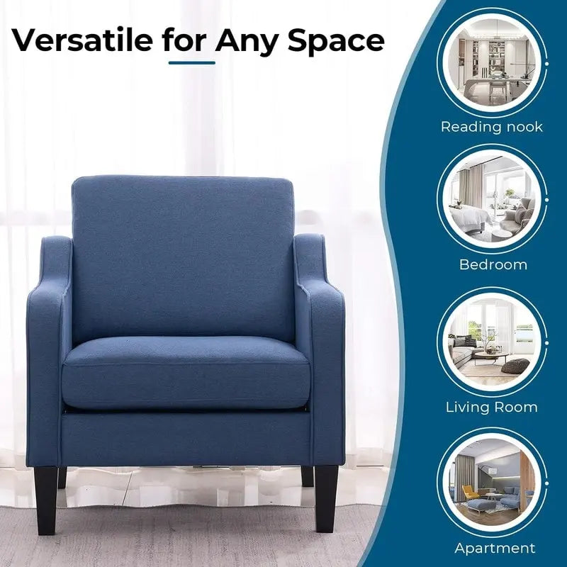Poltrona Singola Accento Lino Multicolore, Stile Mid-Century