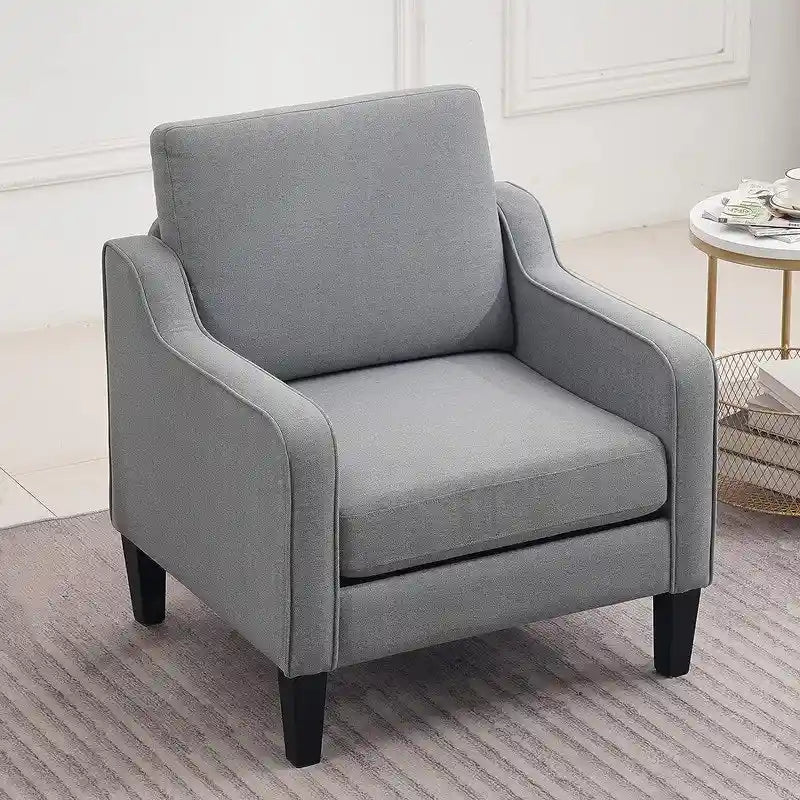 Poltrona Singola Accento Lino Multicolore, Stile Mid-Century